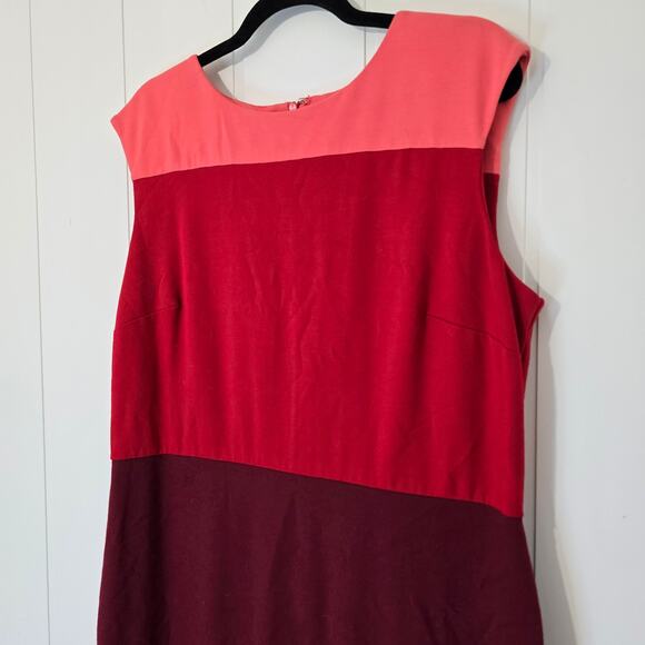 Talbots Colorblock Knit Shift Dress Stretch Red Pink A Line Size 14 - Picture 5 of 5